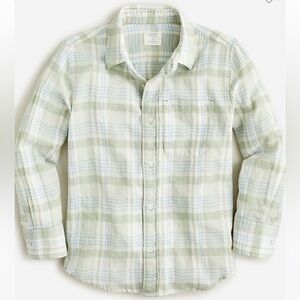 J Crew Crewcuts Kids Girls Relaxed Fit Button Down Flannel Shirt 16 Green Plaid